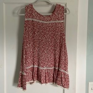 Maeve Red and White Floral Tank Top